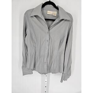 Christie & Jill Women's Long Sleeve Gray Button Down Blended Fiber Top Size M